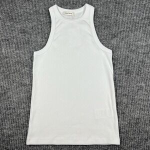 Anine Bing High Crewneck Ribbed Tank Womens M White Quiet Luxury Basic It Girl